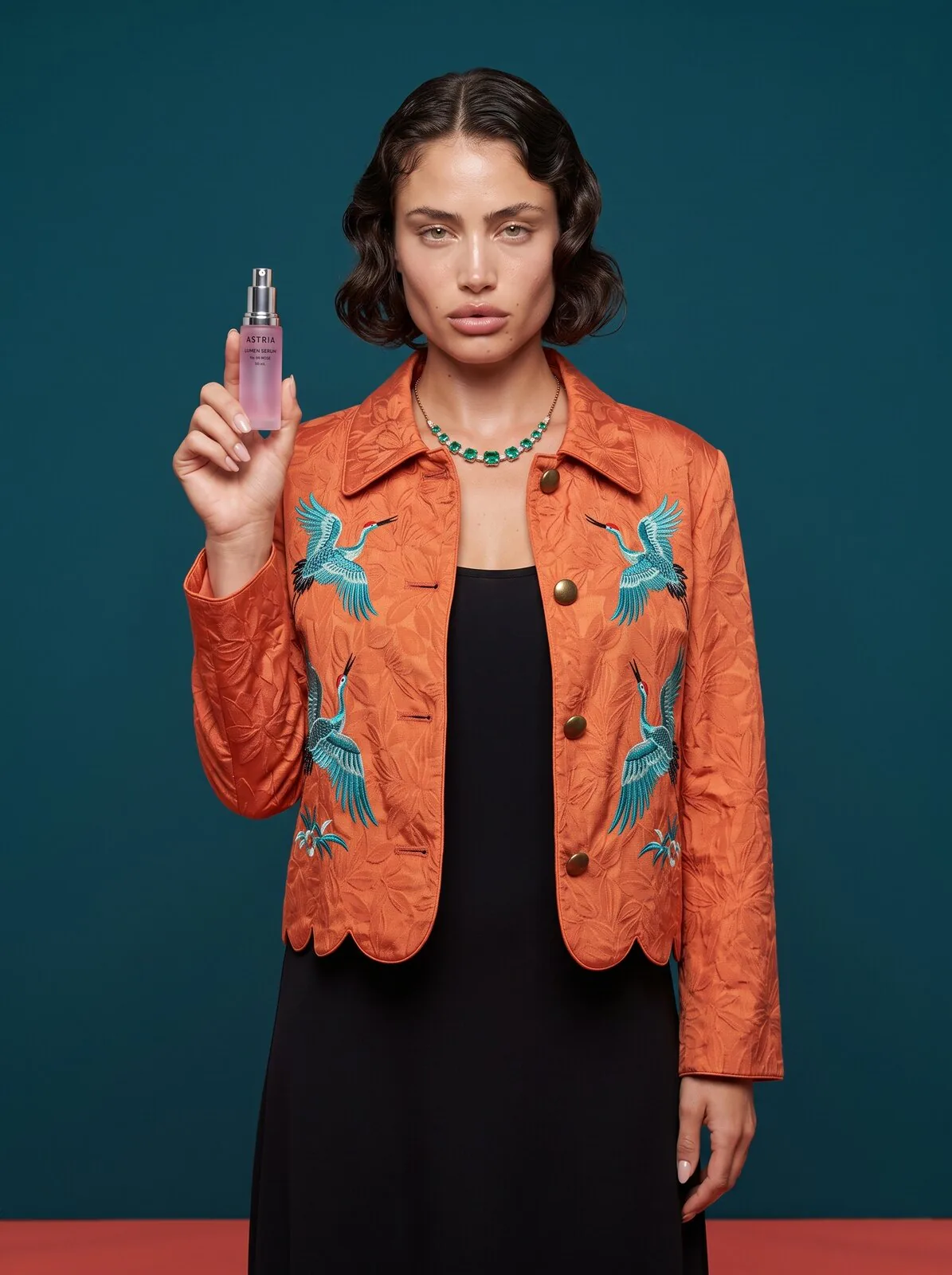 Layered reference fashion result from an Astria model benchmark